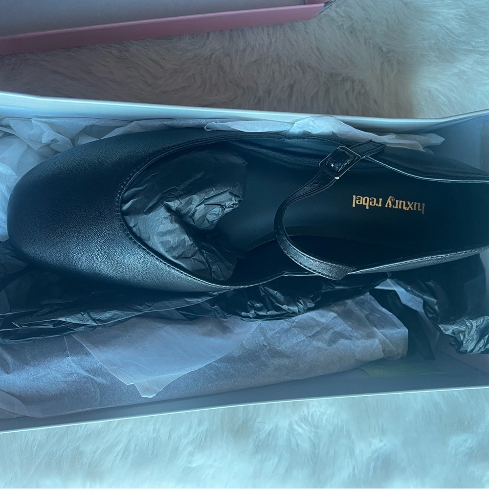 Luxury Rebel Black leather Mary Jane Flats